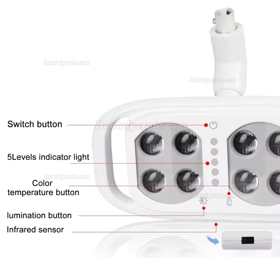 Zahnarztlampe 8 LEDs, 10 W, zweifarbig einstellbar mit infrarot-induktive